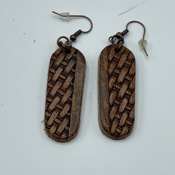 Handcrafted Leather Earrings - Picture 1 of 3